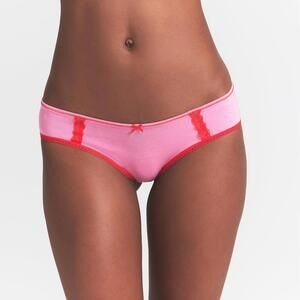 SKIMS Lightweight Cotton Lace Low Rise Hipster Carnation Contrast XS NWT